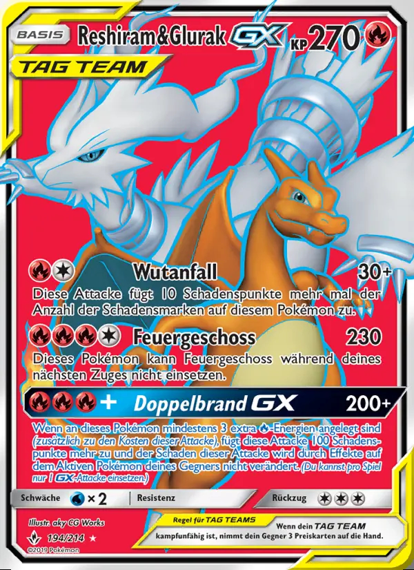 Image of the card Reshiram & Glurak GX