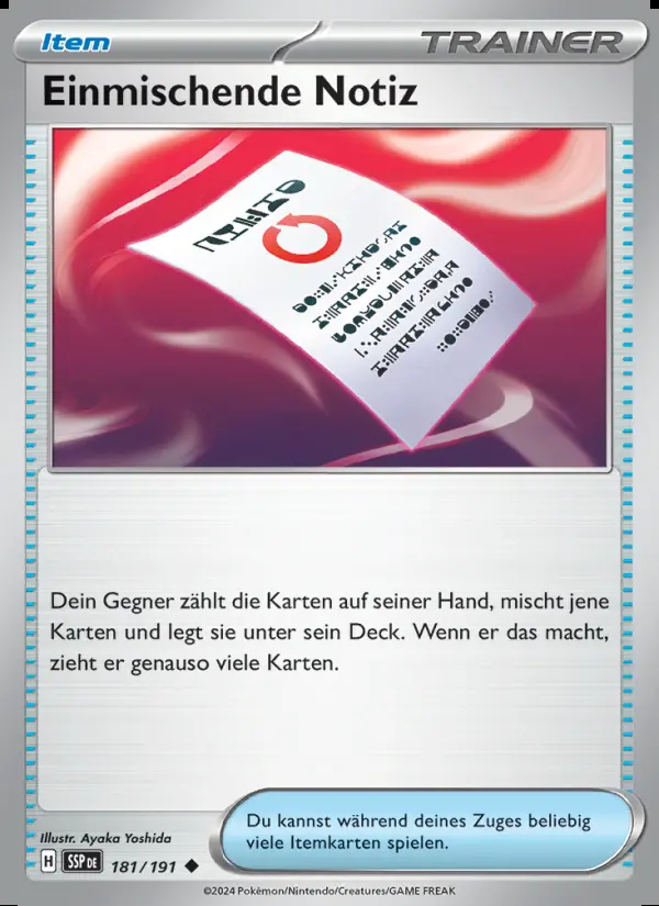 Image of the card Einmischende Notiz